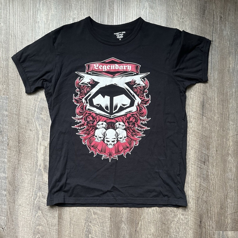 Nasty Pig Graphic T-Shirt Mens Medium‎ Black Gay Fetish Meat Packers Y2K Skulls